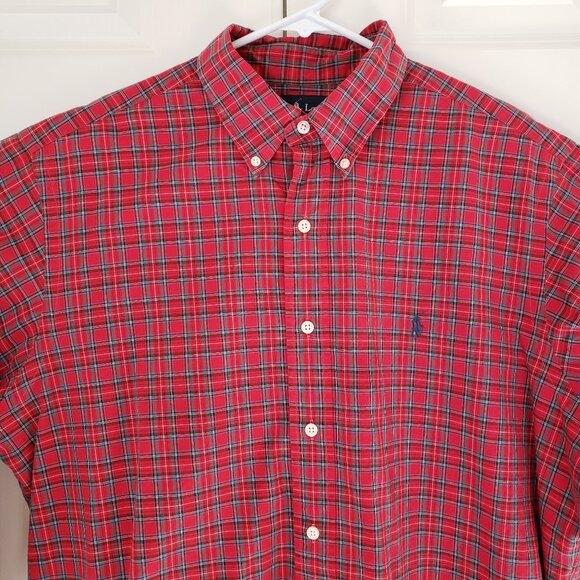 Ralph Lauren Shirt Mens Large 16.5/34/35 Red Plaid Button Up Classic Fit Pony - Picture 6 of 12